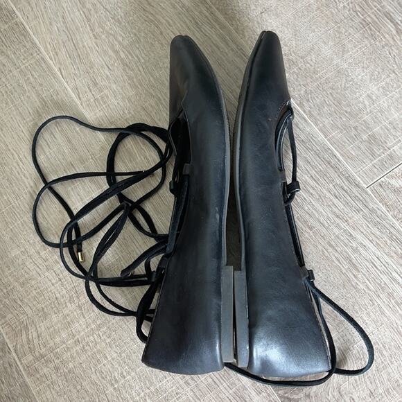 LOFT Pointed Toe Strappy Ballet Flat Black Size 9 - Picture 8 of 10